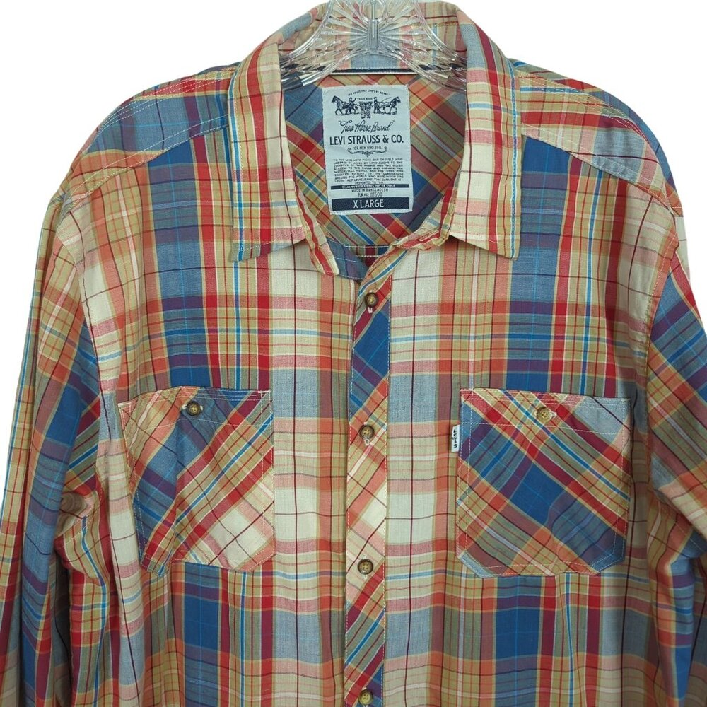 Levi's Strauss & Co. Men's Plaid Long Sleeve Button-Up vintage Shirt X Large - Picture 3 of 15